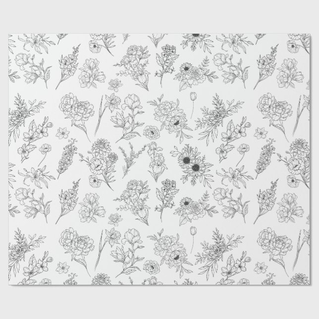 årsblommor inslagspapper presentpapper (Platt)