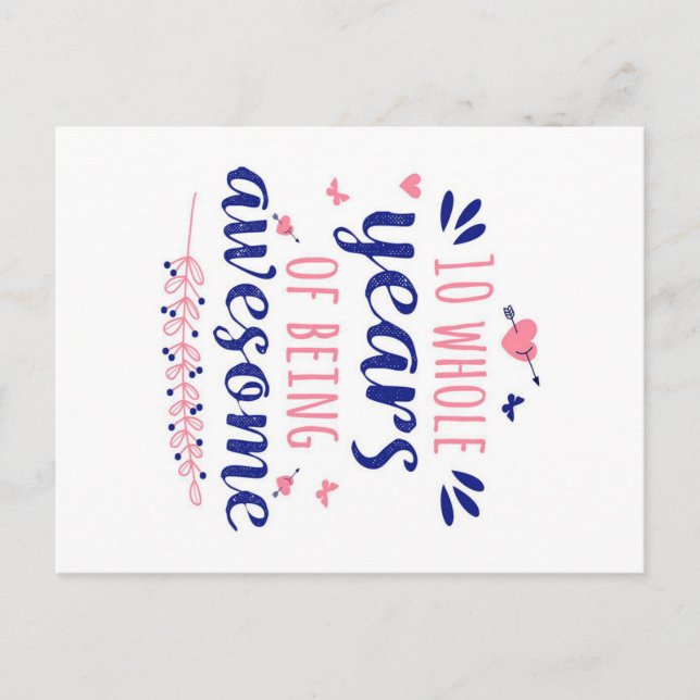 Årsdag 10 hela år av fantastisk helg vykort (Framsida)