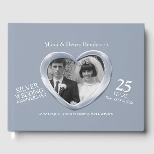 Årsdag 25 år för fotohjärtan i Silver bröllop Gästböcker