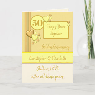 Årsdag 50:e Golden 50-årsjubileum gult kräm Kort