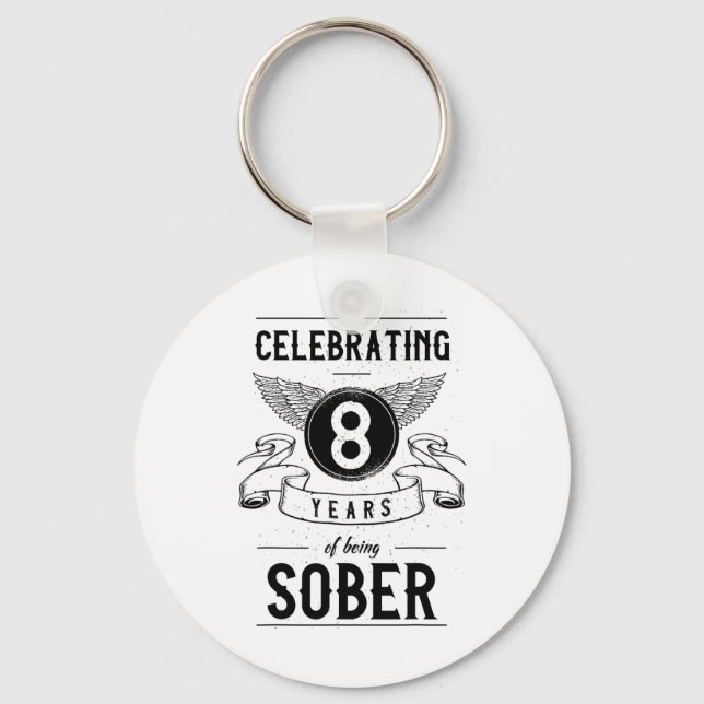 Årsdag 8 år Sober Nyckelring (Framsida)