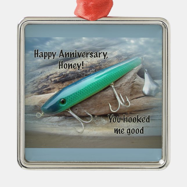 Årsdag - AJS Grönt Swimmer Fishing Lure Julgransprydnad Metall (Framsidan)