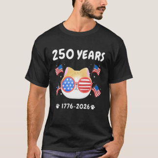 Årsdag Amerika 1776-2026 Söt katt Patriotisk U T Shirt