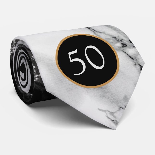 Årsdag Black White Marble Stone Neck Tie Slips (Rullad)