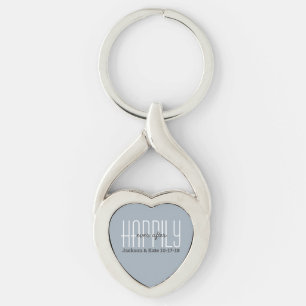 Årsdag Bröllopsdatum Lyckligt Alltid Efter Custom Twisted Heart Silverfärgad Nyckelring