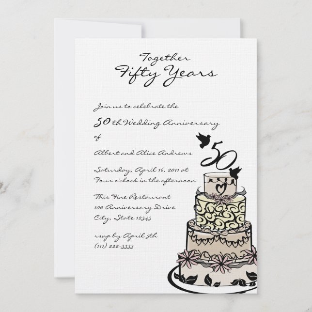 Årsdag Cake Inbjudningar (Framsida)