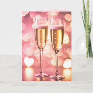 Årsdag Champagne Flutes Kort