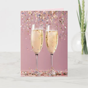 Årsdag Champagne och Konfetti Kort