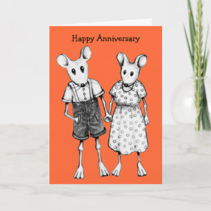 Årsdag: Cute Mouse-paret i pennan Kort