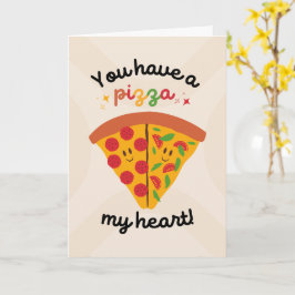 Årsdag Cute Pizza Illustration Kort