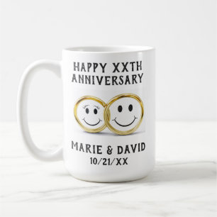 Årsdag Cute Tecknad Guld Bröllop Ringar Kaffemugg