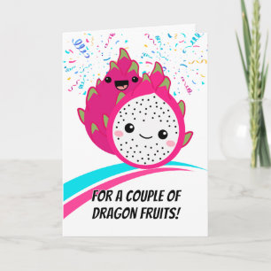 Årsdag Cute Tropical Dragon Fruit Couple Kort