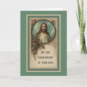 Årsdag Död Förlust Nära och Kära Jesu Heliga Hjärt Kort
