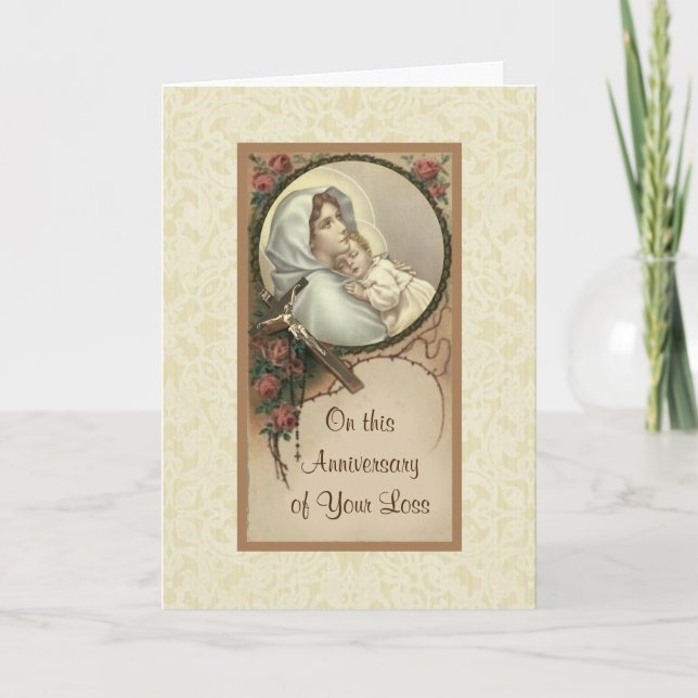 Årsdag Död Förlust Saliga Jungfru Maria Jesus Kort (Framsida)
