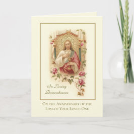 Årsdag Död Kära Sakrala Hjärtat Jesus Kort