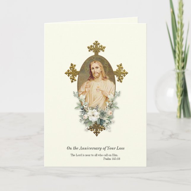 Årsdag Dödsförlust förlorad Helig Heart Jesus Kort (Framsida)