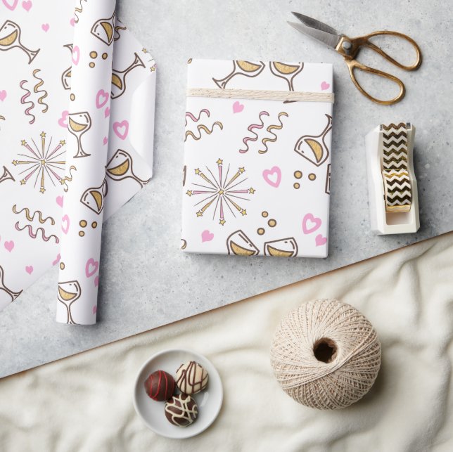 Årsdag Firande Mönster Rosa/Guld ID723 Presentpapper (Hantverk)