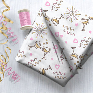 Årsdag Firande Mönster Rosa/Guld ID723 Tyg