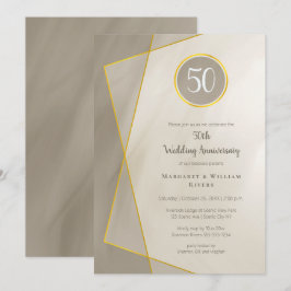 årsdag födelsedag 50-årsjubileum antikt grå guld r inbjudningar
