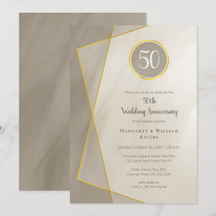 årsdag födelsedag 50-årsjubileum antikt grå guld r inbjudningar