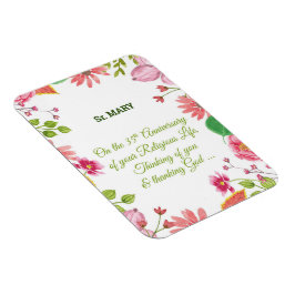 Årsdag för 35e av nun-Religiösan Vattenfärgsblommo Magnet