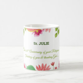 Årsdag för 65e av nun-Religiösan Vattenfärgsblommo Kaffemugg