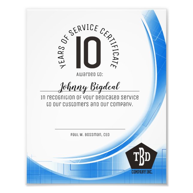 Årsdag för anställda i den blå tekniska vågbrytare fototryck (Framsidan)