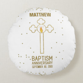 Årsdag för Baptism Guld Kor Personlig Rund Kudde