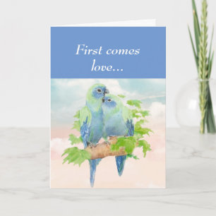 Årsdag för Blå parroterna ONE I KÄRLEK Kort