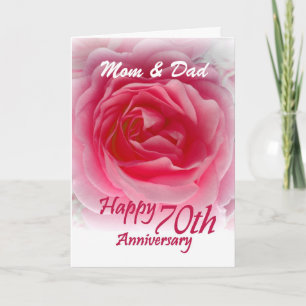Årsdag för FÖRÄLDRAR 70th med rosa ros Kort