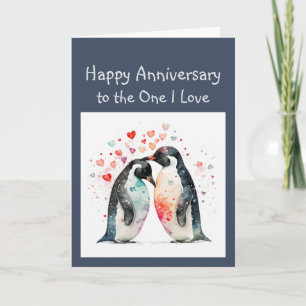 Årsdag för Forever love och Friend Penguin Birds Kort