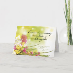 Årsdag för förlust av dotter, död, blommor kort