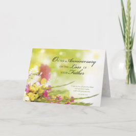 Årsdag för förlust av Far, död, blommor Kort