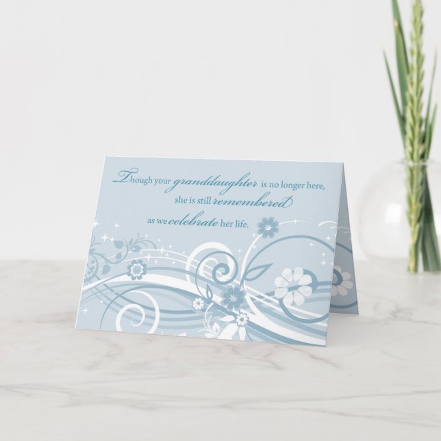 Årsdag för förlust av mordotter Blue Swirls Kort (Framsida)