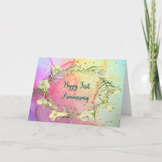 Årsdag för första Bröllop-årsdagen Tack Kort (Framsida)