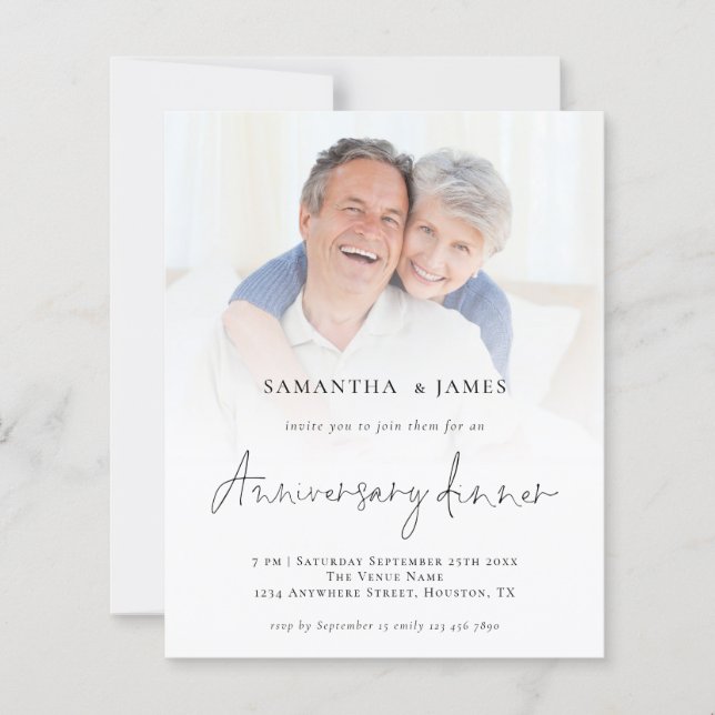 Årsdag för fotoskript i budgeten Inbjudan (Framsida)