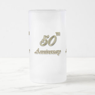 Årsdag för guld 50th frostat ölglas