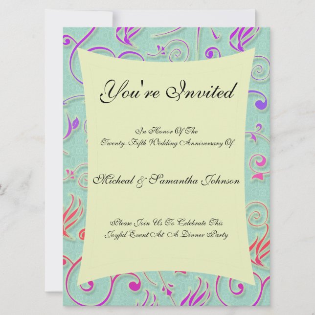 Årsdag för inbjudan till festila konfetti Party (Framsida)