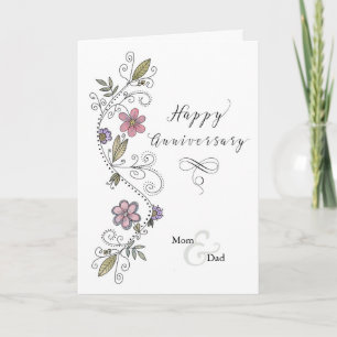 Årsdag för Mamma och Pappa Watercolor Swirl Card Kort