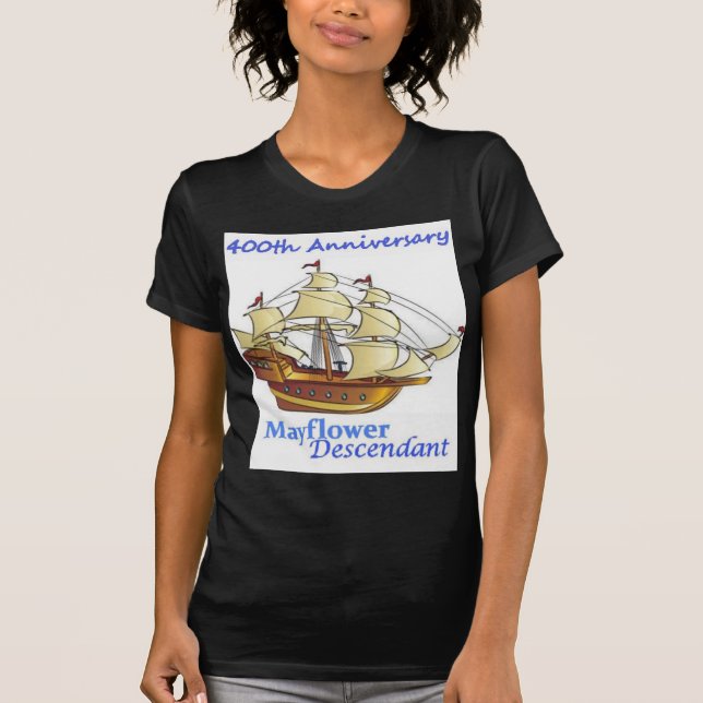 Årsdag för Mayflower härstamma seglingfrakt Tee (Framsida)