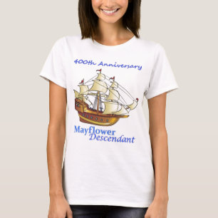 Årsdag för Mayflower härstamma seglingfrakt Tee