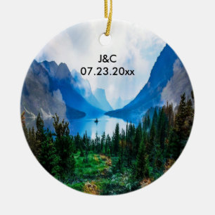 Årsdag för natur för lantliga landberg scenisk julgransprydnad keramik