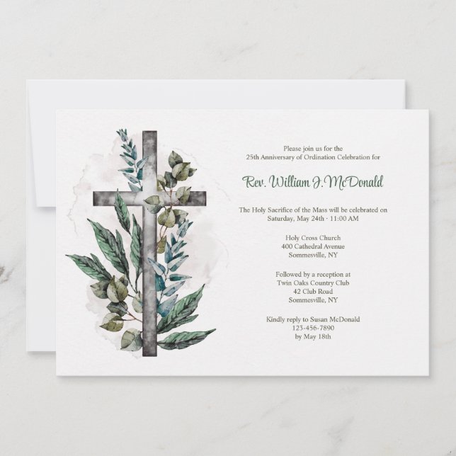 Årsdag för Priest Ordning Inbjudningar (Framsida)