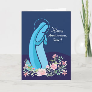 Årsdag för Religiösa Life till nun Mary Kneeling Kort
