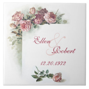 Årsdag för rosa ros kakelplatta
