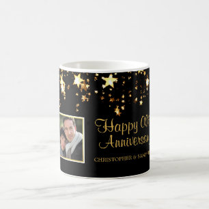 Årsdag för svart Guld-stjärnfoto Kaffemugg