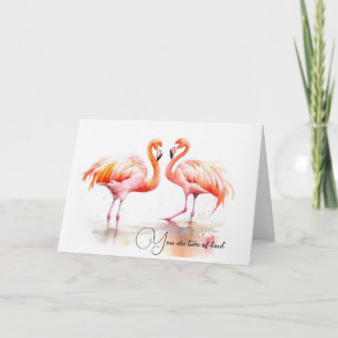 Årsdag för vattenfärg Flamingos Kort