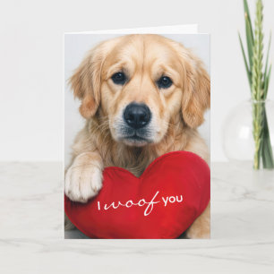 Årsdag Golden Retriever Med Rött Hjärta Kudde Kort