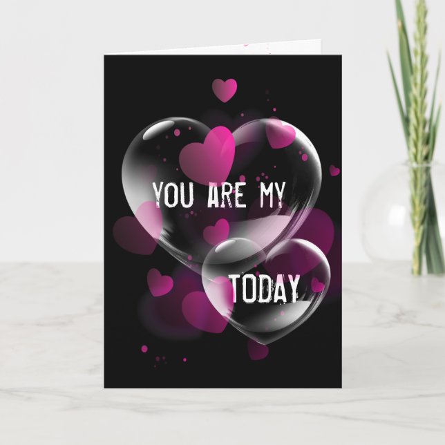 Årsdag Heart Bubbles on Black Kort (Framsida)