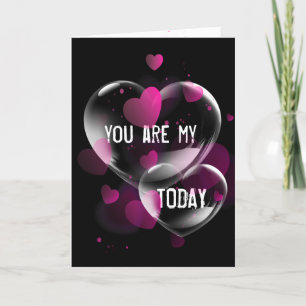 Årsdag Heart Bubbles on Black Kort